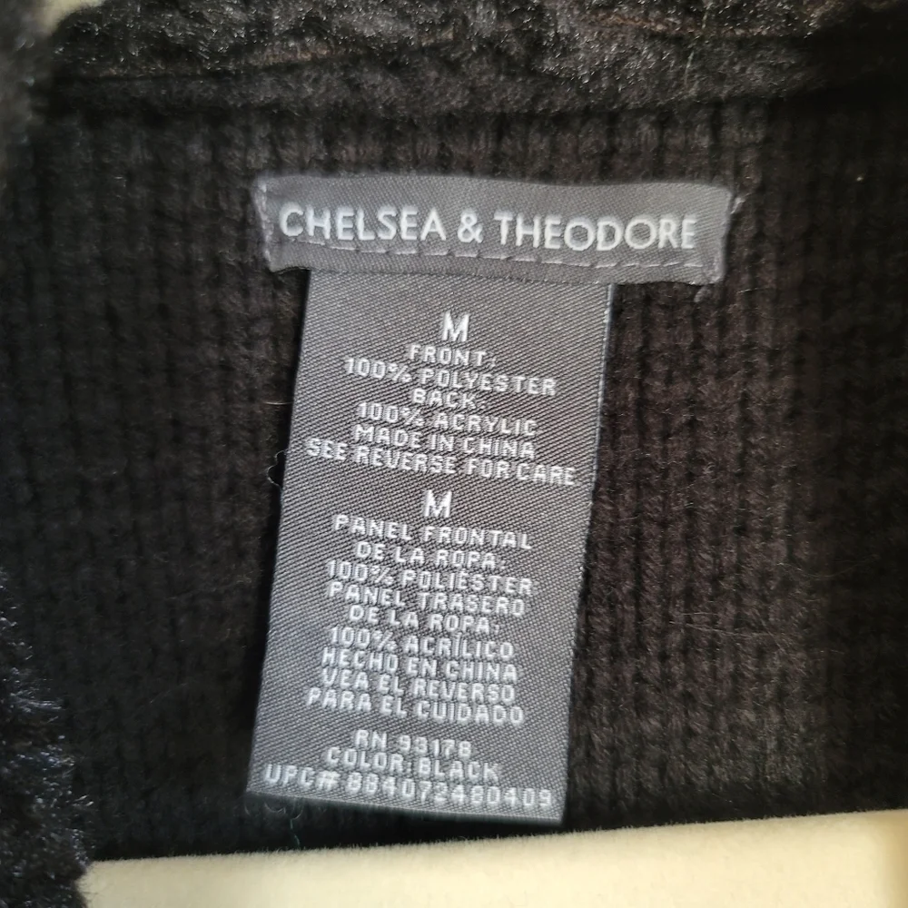 Chelsea & Theodore Vest M Medium Black Faux Fur Faux Suede